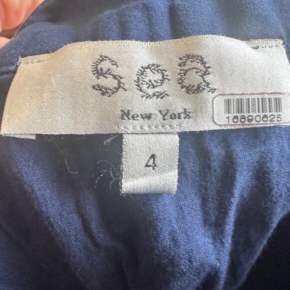 SEA Blue Eyelet Full Midi Skirt SIZE 4 Embroidered Prairie Western Designer $485 - Picture 12 of 13